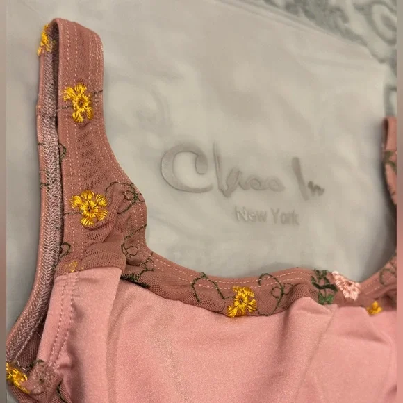 Class In ballet rose floral mesh accents petite leotard NWT - Picture 6 of 12